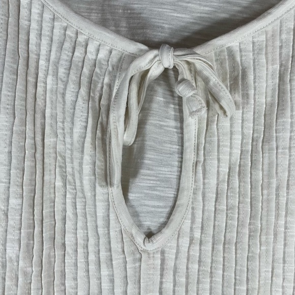 PRANA Ivory Short Sleeve Pleated Peasant Top Organic Cotton Blend Size Small - Picture 5 of 10